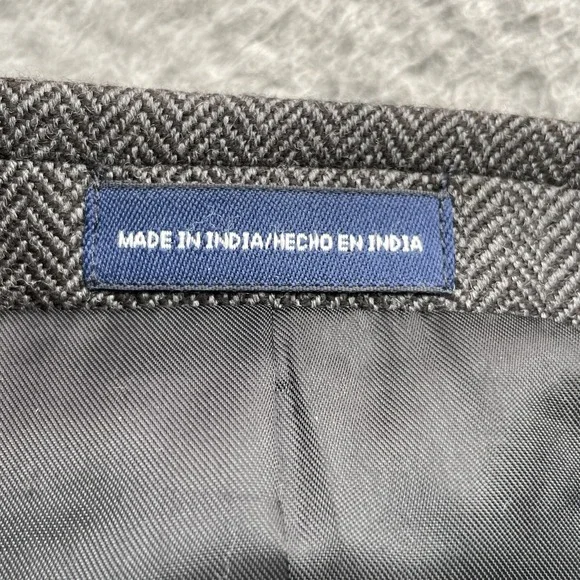 Stafford 100% Wool Blazer Men's 44L Herringbone Elbow Patch Corp Business Career
